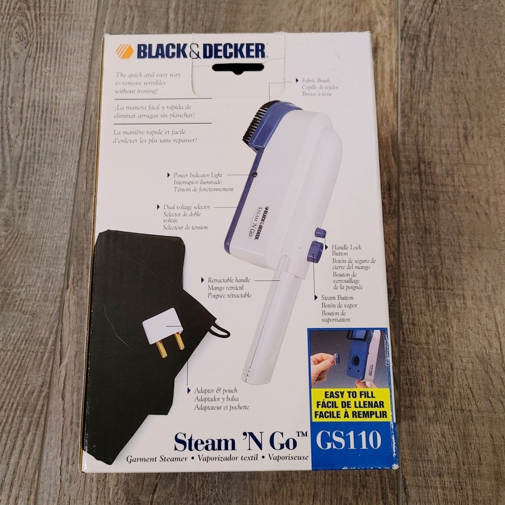 Portable Travel Black & Decker Steam N Go GS110 Garment Steamer White Blue Works